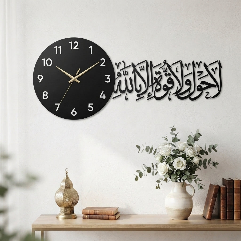 La Hawla Wa La Quwwata Illa Billah Islamic Wall Clock