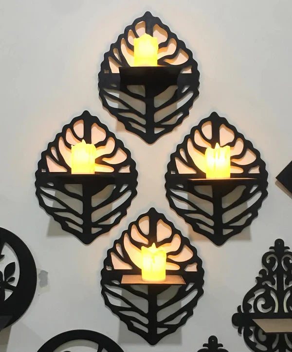 Set of 4 leaves wall shelve
