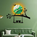 Bird On Tree With Coffee Cup Dial Wooden Wall Clock WC_PDZS19