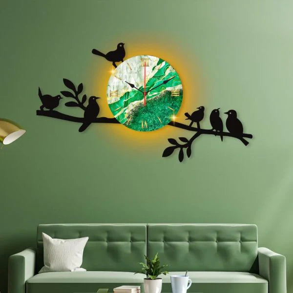 Sparrow Design Dial Wooden Wall Clock WC_PDZS19B