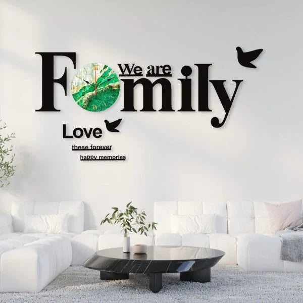 We Are Family With Birds Dial Wooden Wall Clock WC_PDZS28